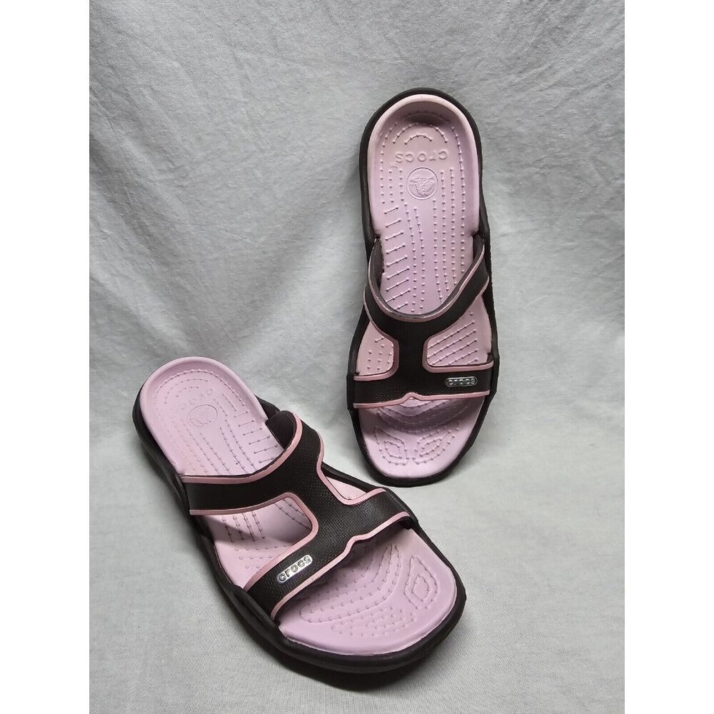 Crocs Florence Slide Sandal Women's Sz 9 Brown Pink Casual Slip On Shoes- READ